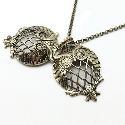 Owl bronze necklace