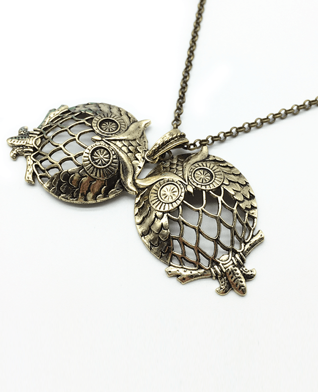 Owl bronze necklace